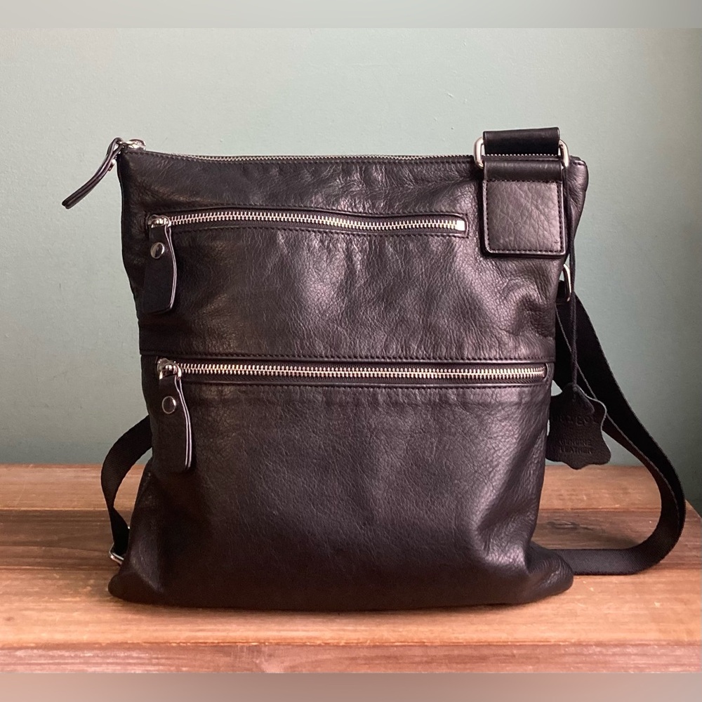 margot Black Leather Crossbody Bag with Silver Hardware